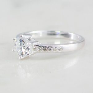 ANILLO SOLITARIO 6 PUNTAS BANDA CIRCONES